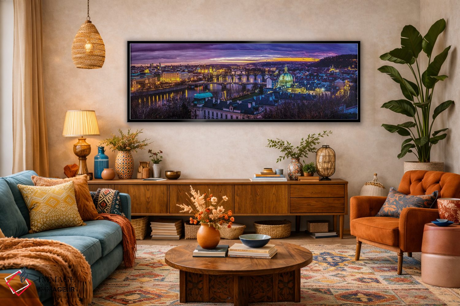 تابلو دکوراتیو پل های پراگ بر رودخانه در غروب، جمهوری چک اثر پل رومر - D4B