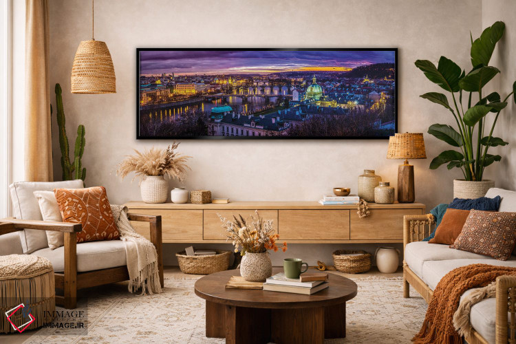 تابلو دکوراتیو پل های پراگ بر رودخانه در غروب، جمهوری چک اثر پل رومر - D5B