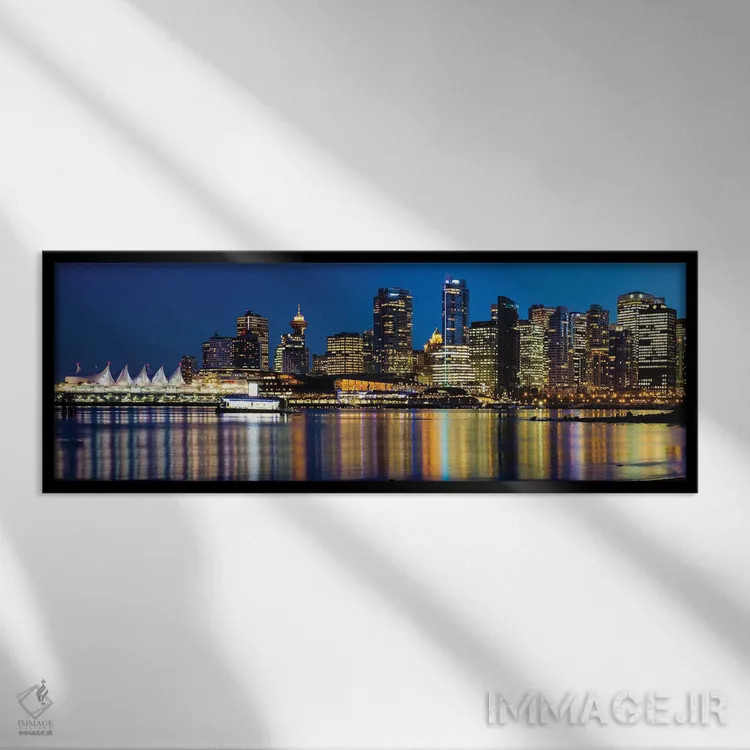 تابلو دکوراتیو خط افق شهر ونکوور اثر پل رومر - نمای قابدار مشکی