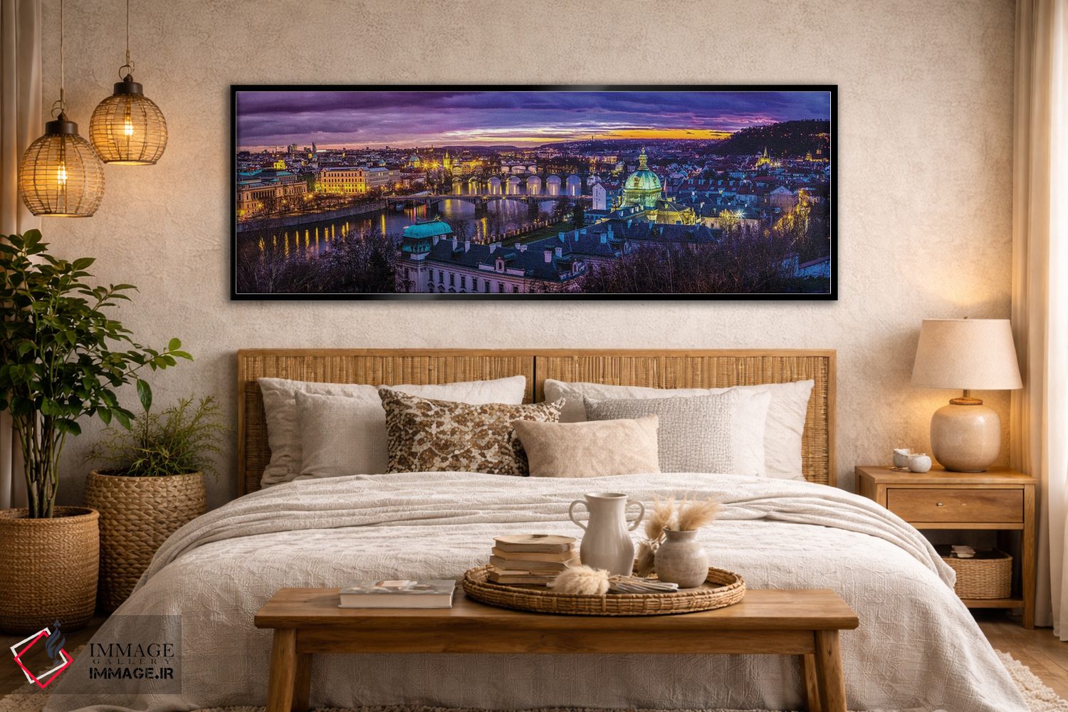 تابلو دکوراتیو پل های پراگ بر رودخانه در غروب، جمهوری چک اثر پل رومر - D6B