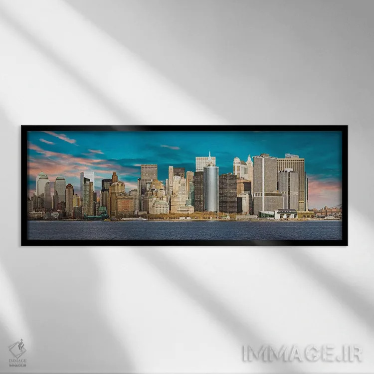 تابلو دکوراتیو رنگ های آسمان بالای برج های دوقلو اثر پل رومر - نمای قابدار مشکی