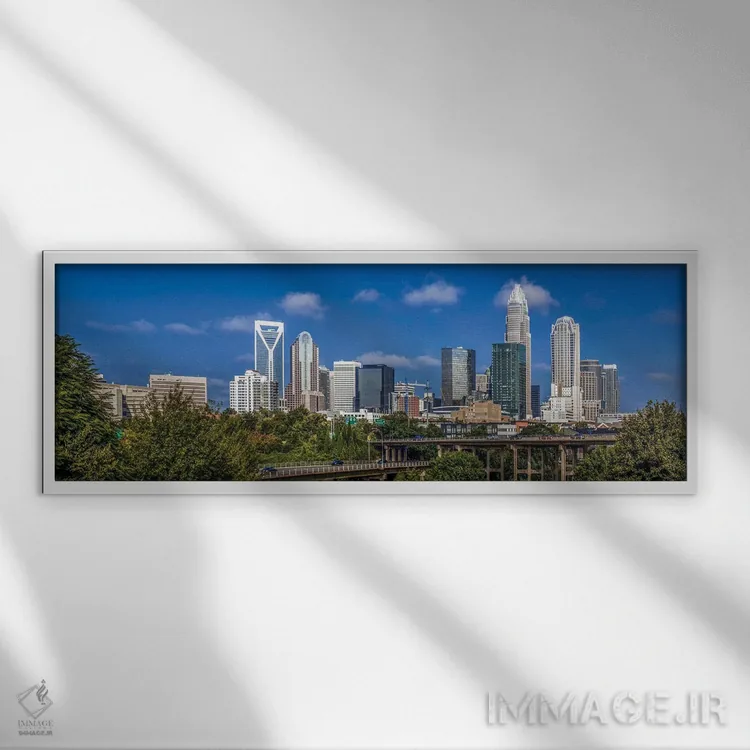 تابلو دکوراتیو خط افق آپ تاون شارلوت اثر پل رومر - نمای قابدار سفید