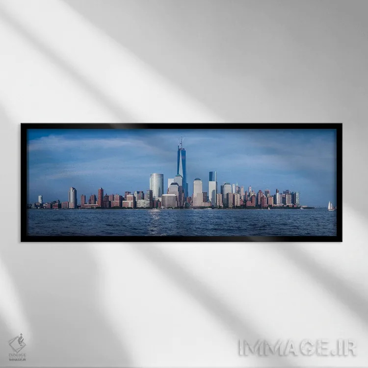 تابلو دکوراتیو منظره پانورامای منهتن پایین اثر پل رومر - نمای قابدار مشکی
