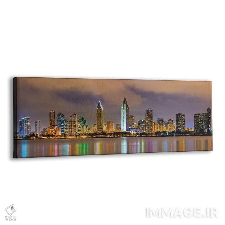 تابلو دکوراتیو مرکز شهر سن دیه گو در شب اثر پل رومر - نمای پرسپکتیو محصول