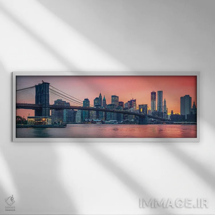 تابلو دکوراتیو پل بروکلین و منهتن اثر پل رومر - نمای قابدار سفید