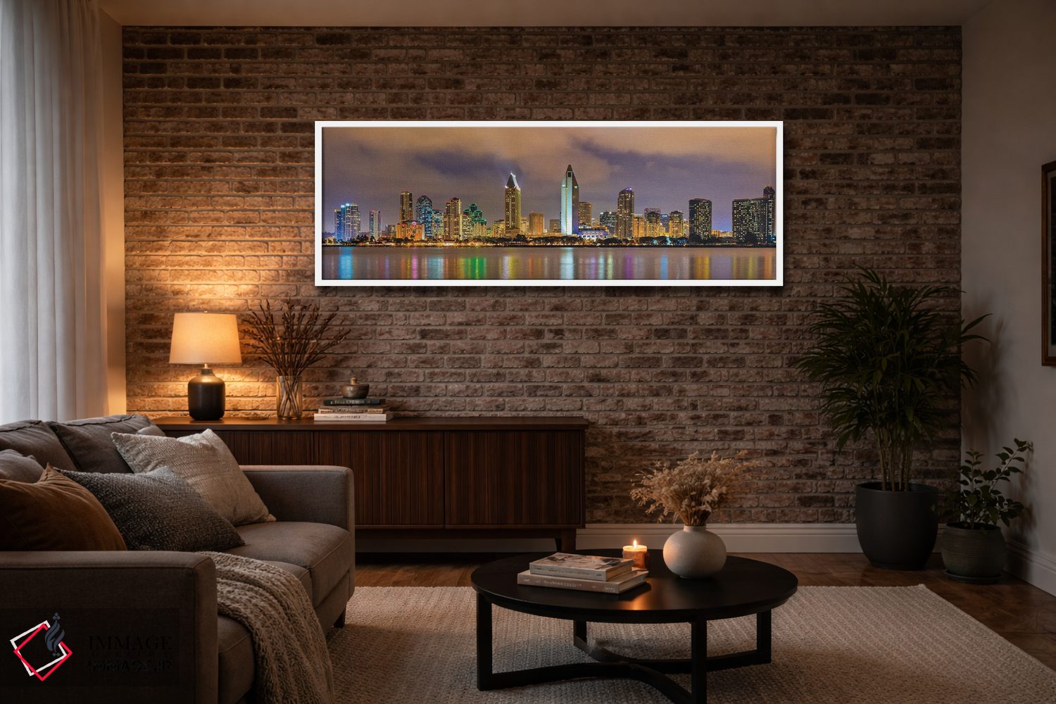 تابلو دکوراتیو مرکز شهر سن دیه گو در شب اثر پل رومر - D3W