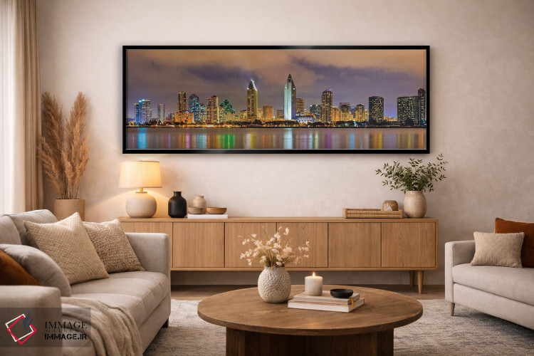 تابلو دکوراتیو مرکز شهر سن دیه گو در شب اثر پل رومر - D5B