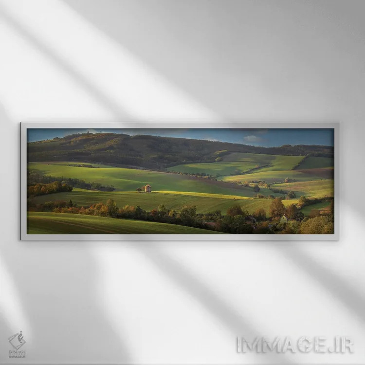 تابلو دکوراتیو آسیاب کونکوویتسه در پاییز اثر پاول اوسکین - نمای قابدار سفید