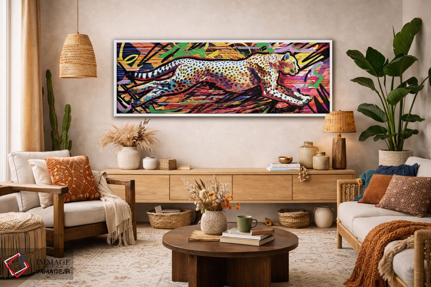 تابلو دکوراتیو یوزپلنگ با سرعت ۹۰ مایل بر ساعت اثر راک کروماتیک - D1W