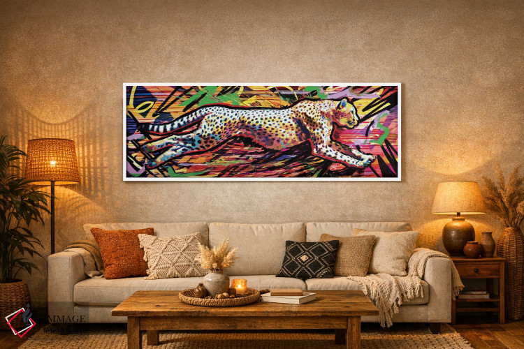 تابلو دکوراتیو یوزپلنگ با سرعت ۹۰ مایل بر ساعت اثر راک کروماتیک - D4W