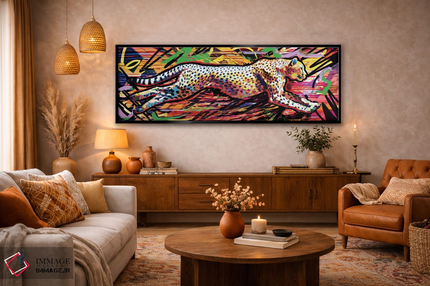 تابلو دکوراتیو یوزپلنگ با سرعت ۹۰ مایل بر ساعت اثر راک کروماتیک - D5B