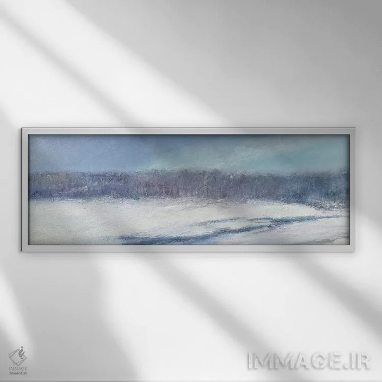 تابلو دکوراتیو چمنزار سگ آبی اثر ریچ گومبار - نمای قابدار سفید