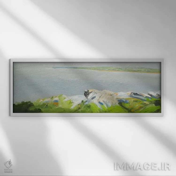 تابلو دکوراتیو ساحل جنس اثر ریچ گومبار - نمای قابدار سفید