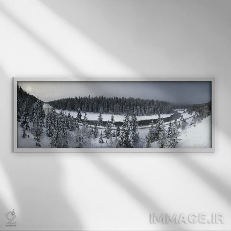 تابلو دکوراتیو طلوع خورشید بر فراز ابرهای مه آلود اثر رامونا هاینر - نمای قابدار سفید