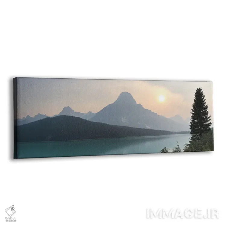 تابلو دکوراتیو غروب بر فراز دریاچه های آبی پرندگان اثر رامونا هاینر - نمای پرسپکتیو محصول