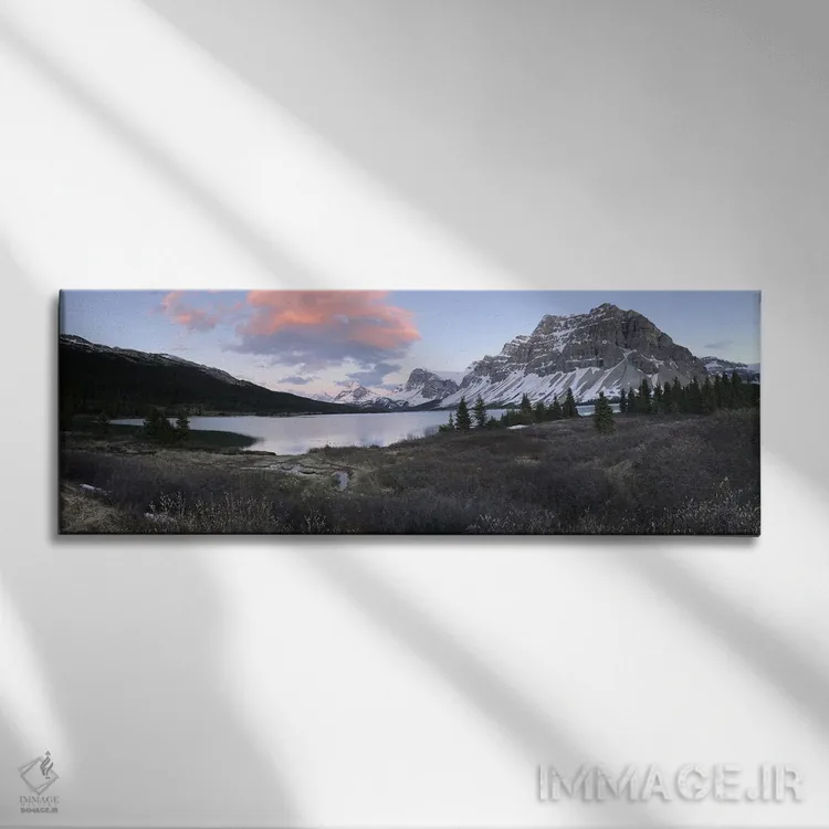 تابلو دکوراتیو غروب ابرهای نارنجی بر فراز دریاچه بو اثر رامونا هاینر - نمای روبهرو روی دیوار