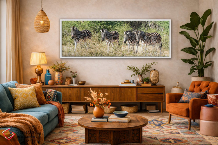 تابلو دکوراتیو چهار گورخر آفریقایی اثر رندا تامپسون - D1W