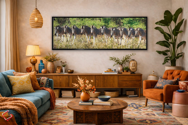 تابلو دکوراتیو خانواده گورخرهای آفریقایی اثر رندا تامپسون - D3B