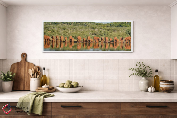 تابلو دکوراتیو خانواده بزرگ فیل های آفریقایی اثر رندا تامپسون - D1W