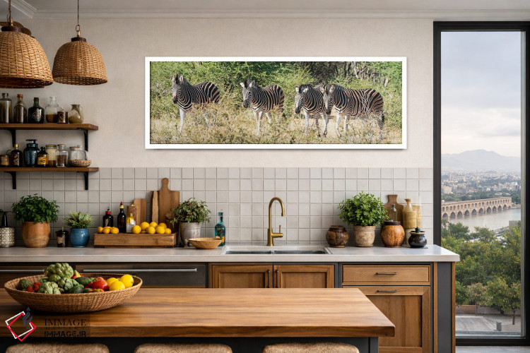 تابلو دکوراتیو چهار گورخر آفریقایی اثر رندا تامپسون - D2W