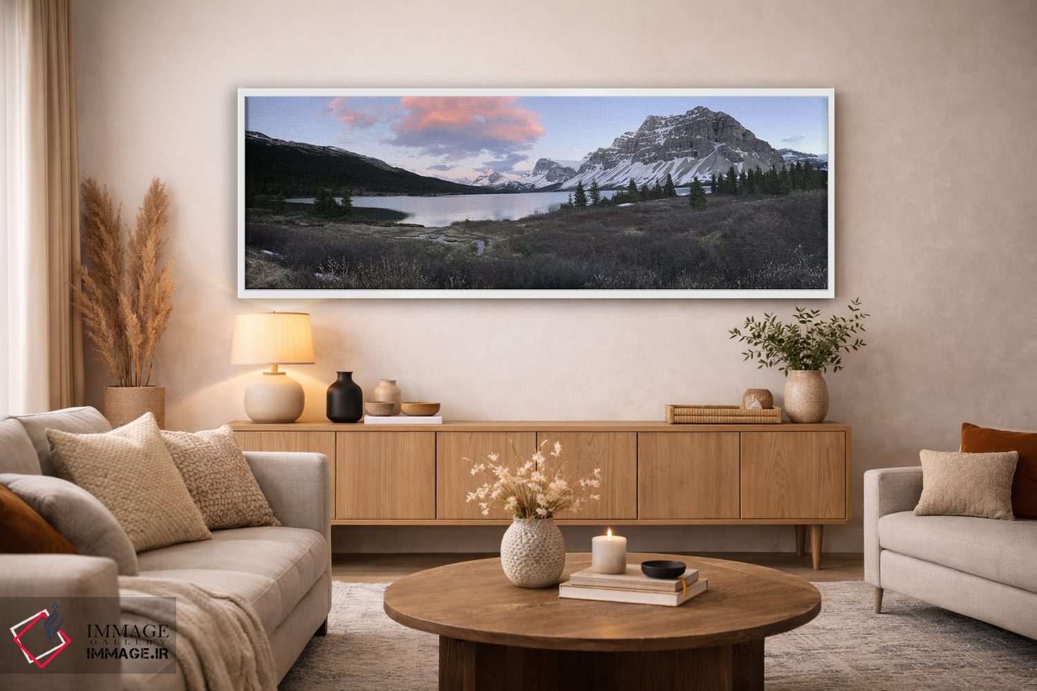 تابلو دکوراتیو غروب ابرهای نارنجی بر فراز دریاچه بو اثر رامونا هاینر - D3W