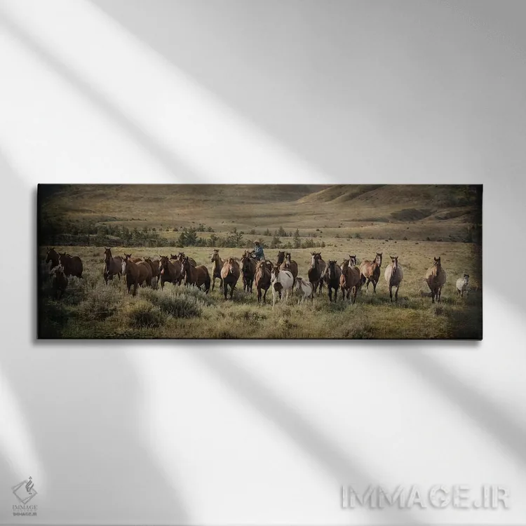 تابلو دکوراتیو محاصره مونتانا اثر رندا تامپسون - نمای روبهرو روی دیوار