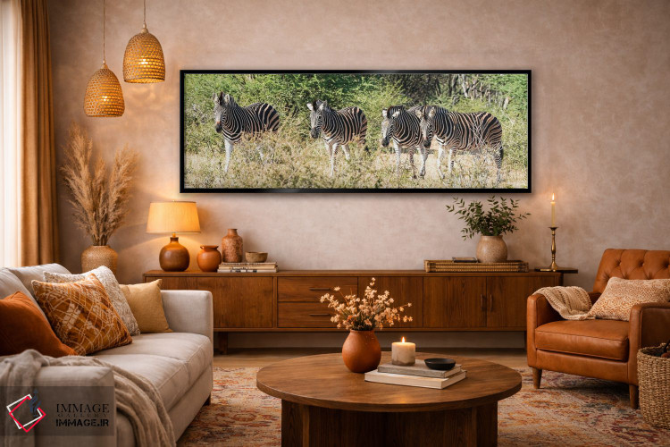 تابلو دکوراتیو چهار گورخر آفریقایی اثر رندا تامپسون - D5B