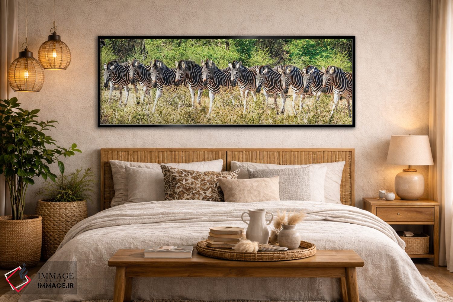 تابلو دکوراتیو خانواده گورخرهای آفریقایی اثر رندا تامپسون - D6B