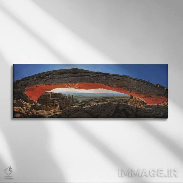تابلو دکوراتیو طلوع در طاق مسا، کانیون لندز، یوتا اثر ریچارد هارپوم - نمای روبهرو روی دیوار