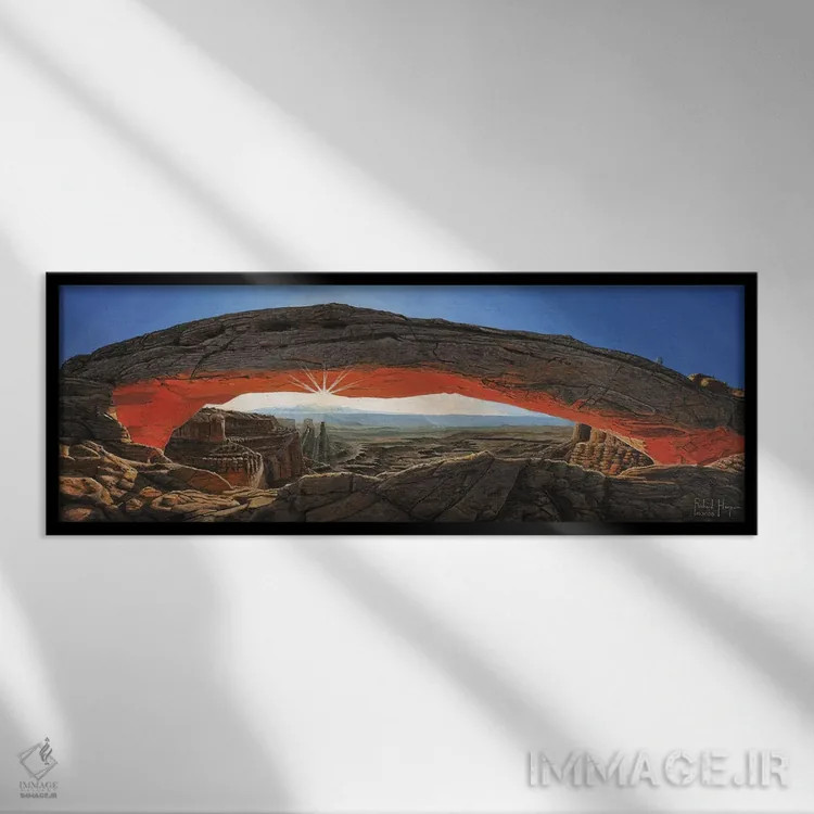 تابلو دکوراتیو طلوع در طاق مسا، کانیون لندز، یوتا اثر ریچارد هارپوم - نمای قابدار مشکی