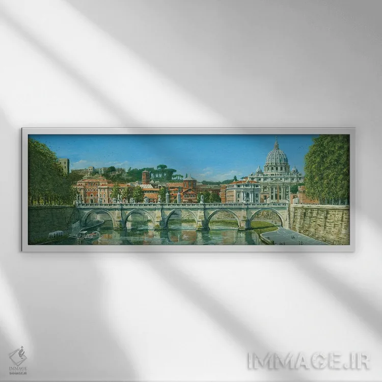 تابلو دکوراتیو رود تیبر، رم، ایتالیا اثر ریچارد هارپوم - نمای قابدار سفید