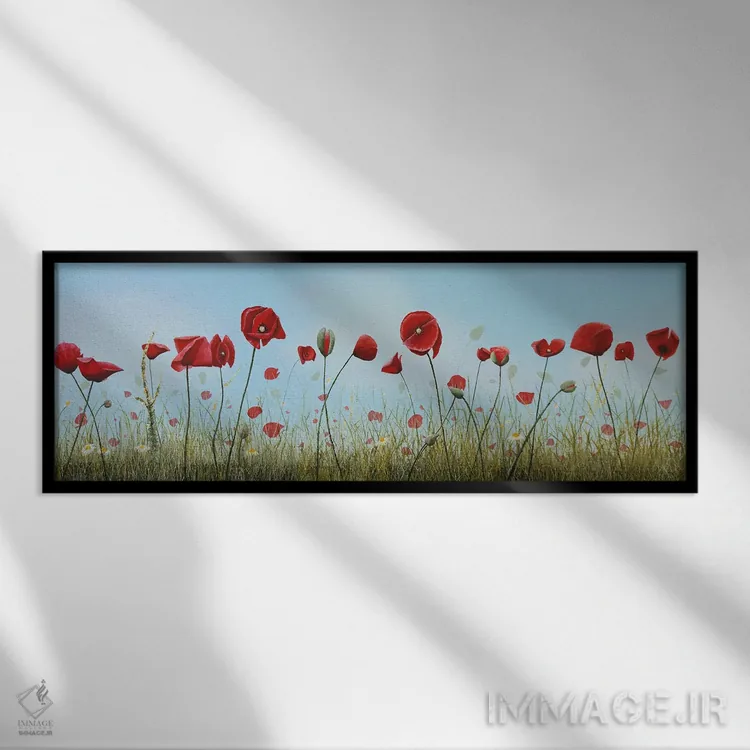 تابلو دکوراتیو شقایق ۲ اثر راسل هینکلی - نمای قابدار مشکی