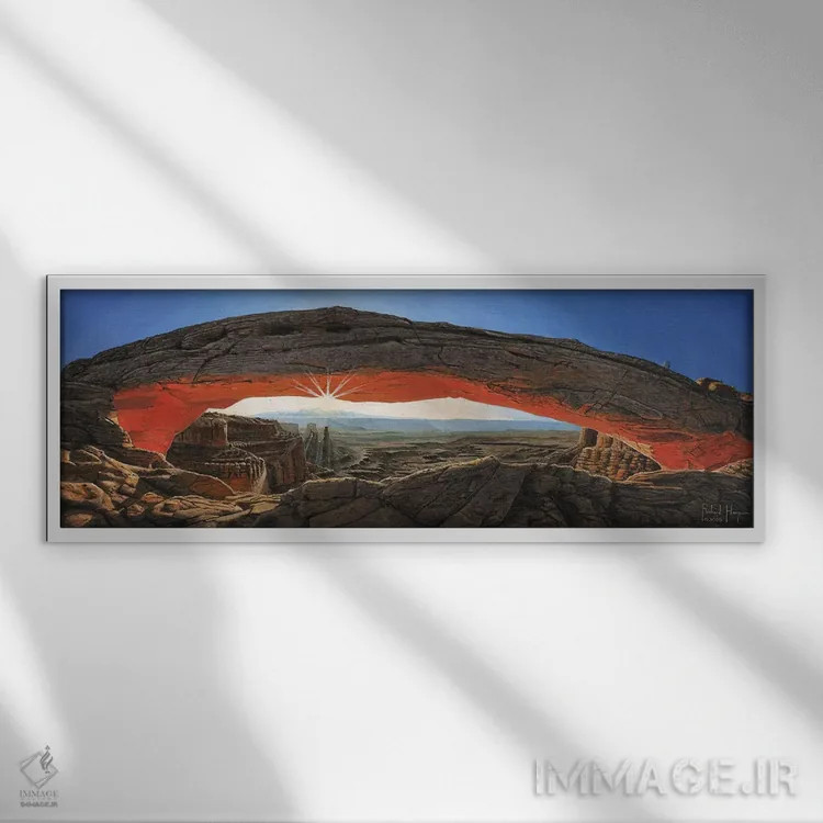 تابلو دکوراتیو طلوع در طاق مسا، کانیون لندز، یوتا اثر ریچارد هارپوم - نمای قابدار سفید