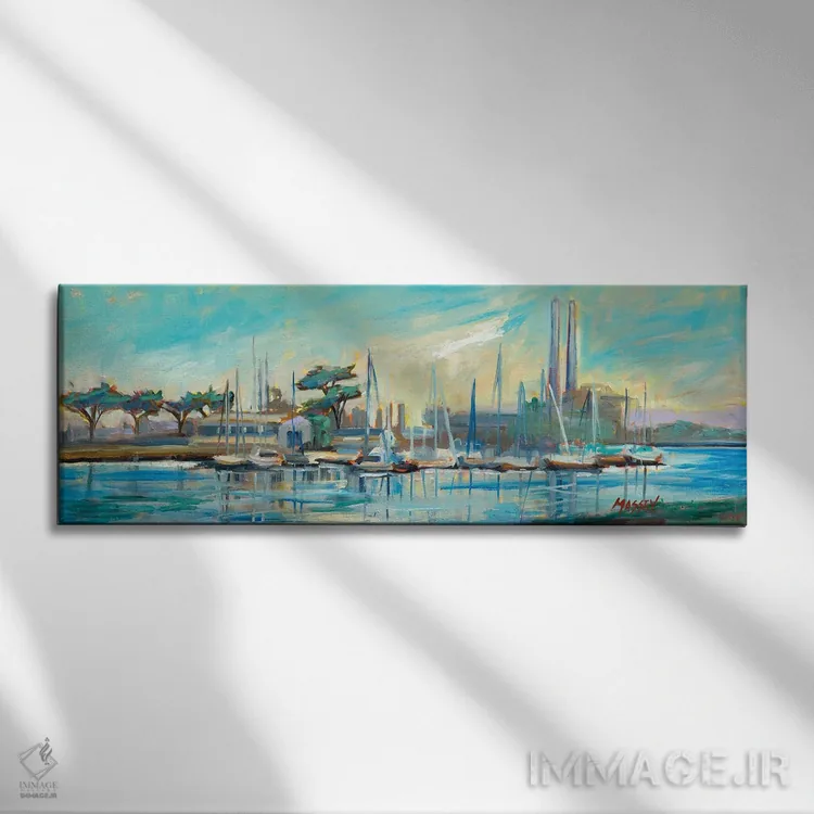 تابلو انتزاعی بندر ماس لنباورگ اثر ماری مسی - نمای روبهرو روی دیوار