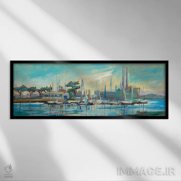 تابلو انتزاعی بندر ماس لنباورگ اثر ماری مسی - نمای قابدار مشکی