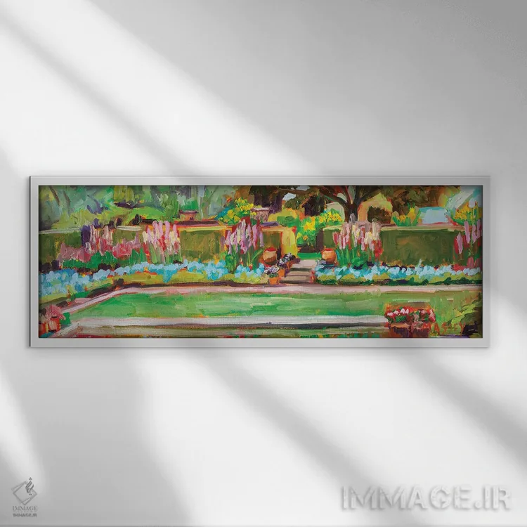 تابلو انتزاعی Plein Air,برکه نگریستن اثر ماری مسی - نمای قابدار سفید