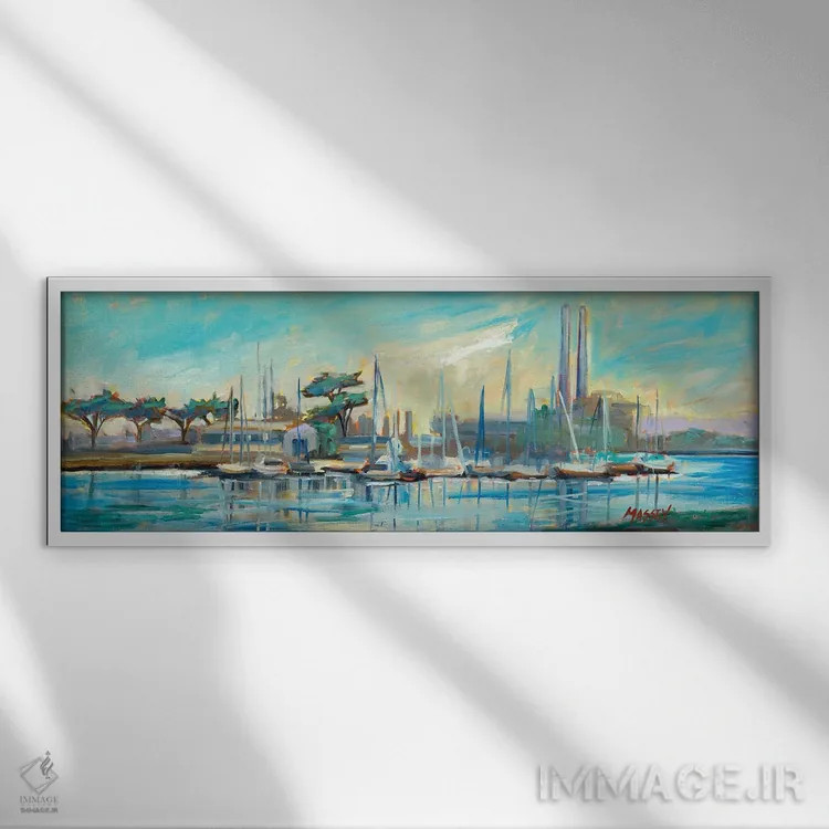 تابلو انتزاعی بندر ماس لنباورگ اثر ماری مسی - نمای قابدار سفید