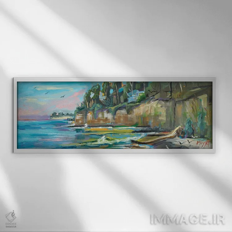 تابلو انتزاعی Plein Air,شن و دریا اثر ماری مسی - نمای قابدار سفید