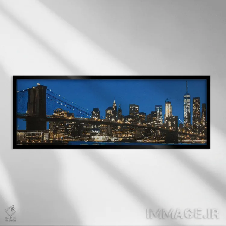 تابلو دکوراتیو بروکلین آبی اثر مارکو باربریو - نمای قابدار مشکی