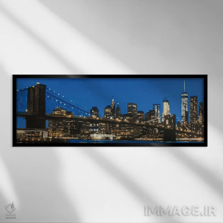 تابلو دکوراتیو بروکلین آبی اثر مارکو باربریو - نمای قابدار مشکی