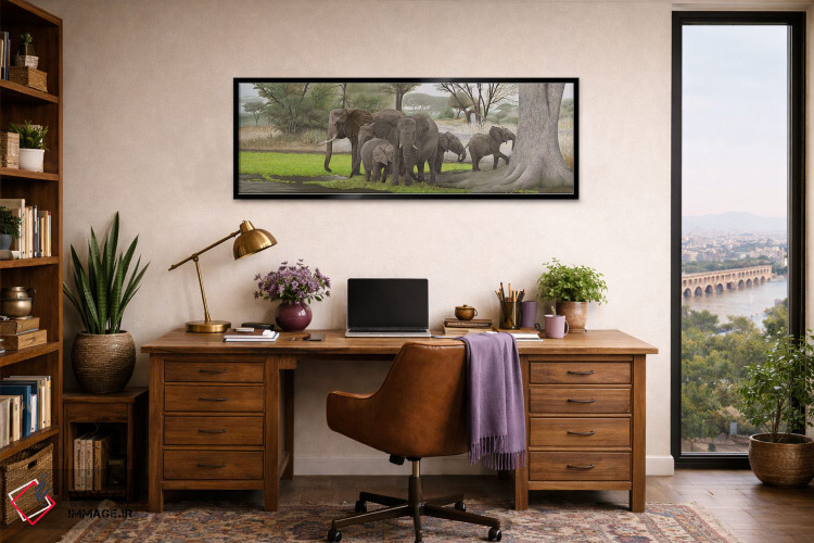 تابلو دکوراتیو فیل ها در سایه اثر راسل هینکلی - D3B