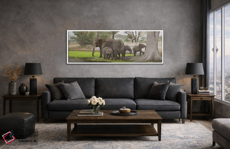 تابلو دکوراتیو فیل ها در سایه اثر راسل هینکلی - D4W