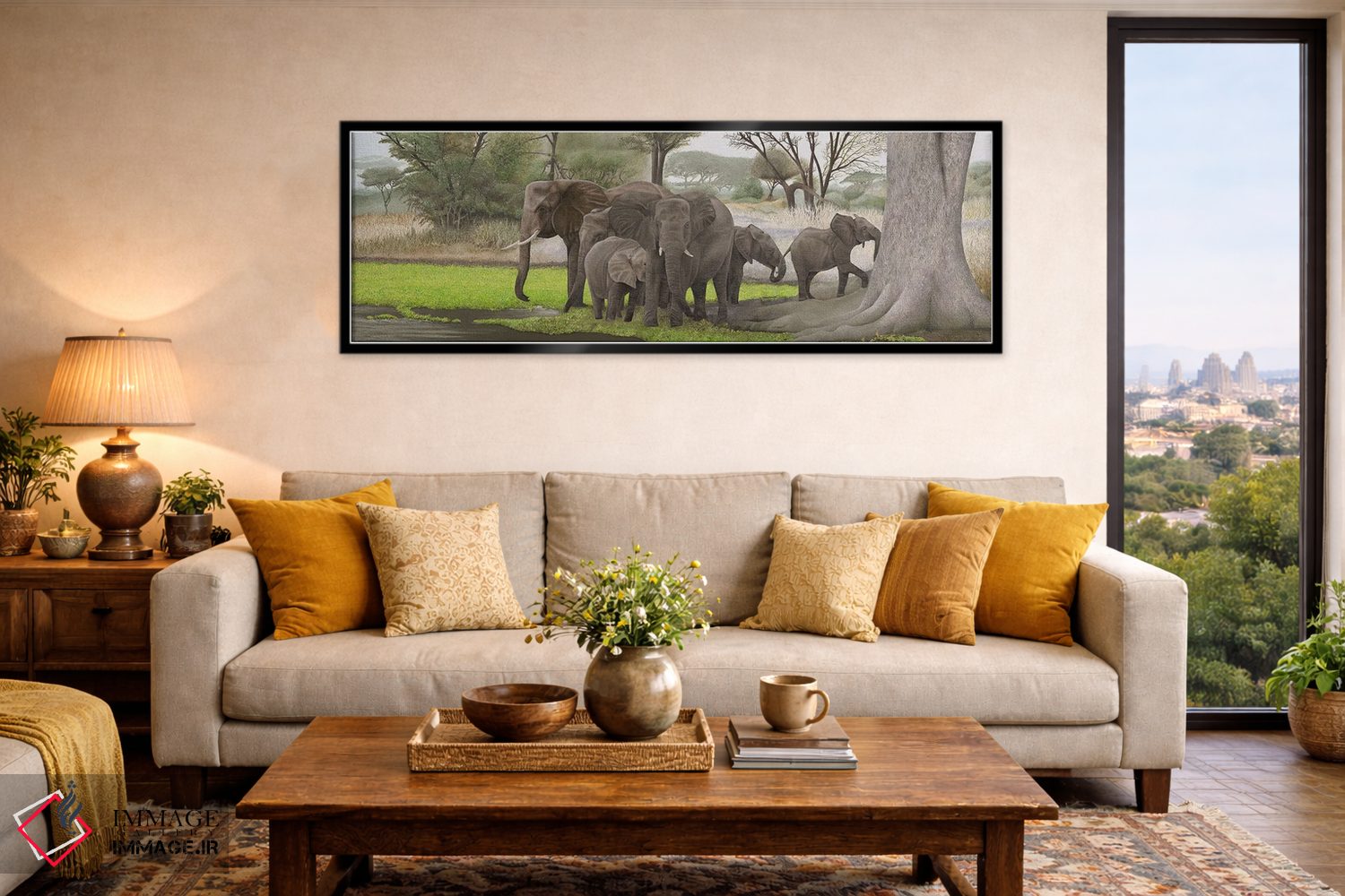 تابلو دکوراتیو فیل ها در سایه اثر راسل هینکلی - D6B
