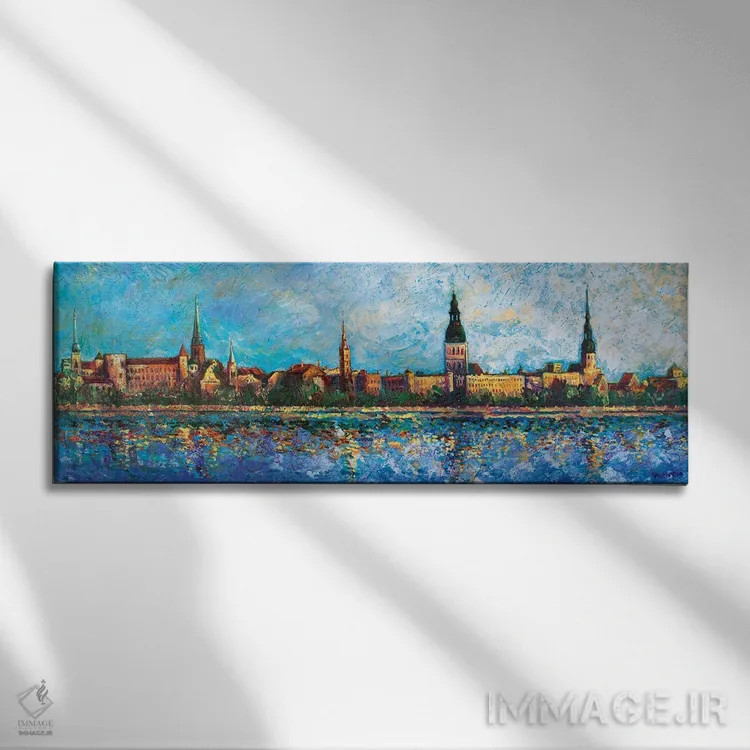 تابلو دکوراتیو اسکله ریگا اثر راخمت ردژپوف - نمای روبهرو روی دیوار