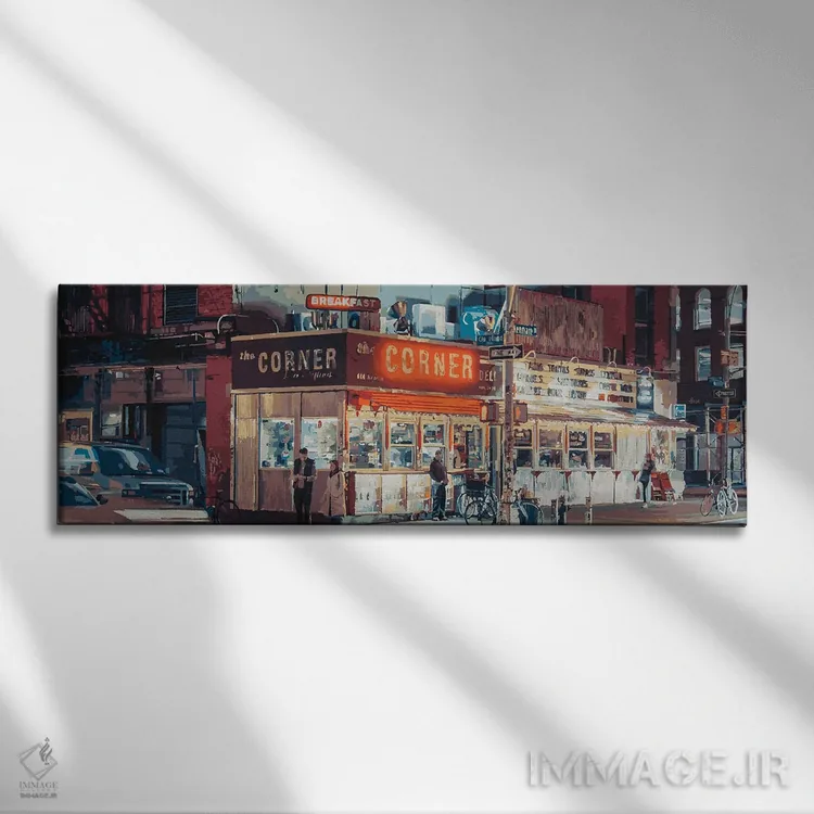 تابلو دکوراتیو گوشه خیابان اثر مارکو باربریو - نمای روبهرو روی دیوار
