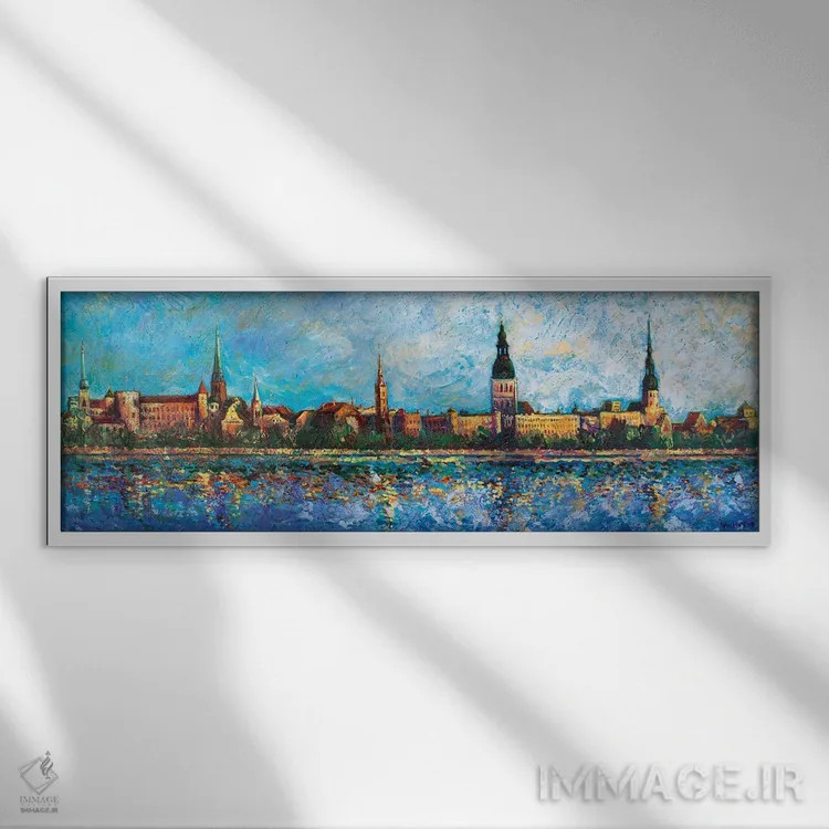 تابلو دکوراتیو اسکله ریگا اثر راخمت ردژپوف - نمای قابدار سفید