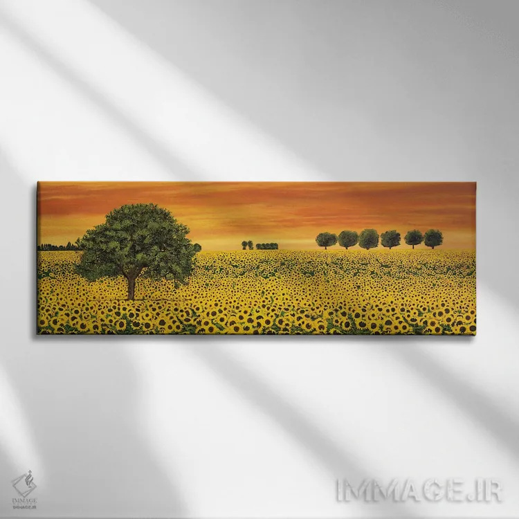 تابلو دکوراتیو مزرعه آفتابگردان ها اثر ریچارد لبلان - نمای روبهرو روی دیوار