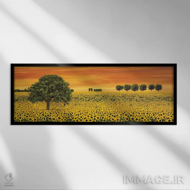 تابلو دکوراتیو مزرعه آفتابگردان ها اثر ریچارد لبلان - نمای قابدار مشکی