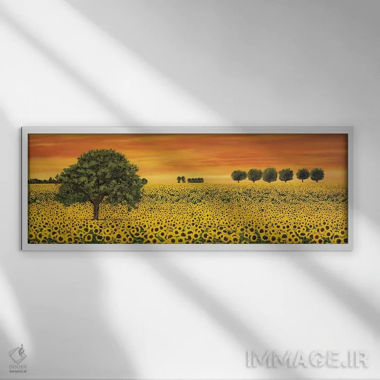 تابلو دکوراتیو مزرعه آفتابگردان ها اثر ریچارد لبلان - نمای قابدار سفید