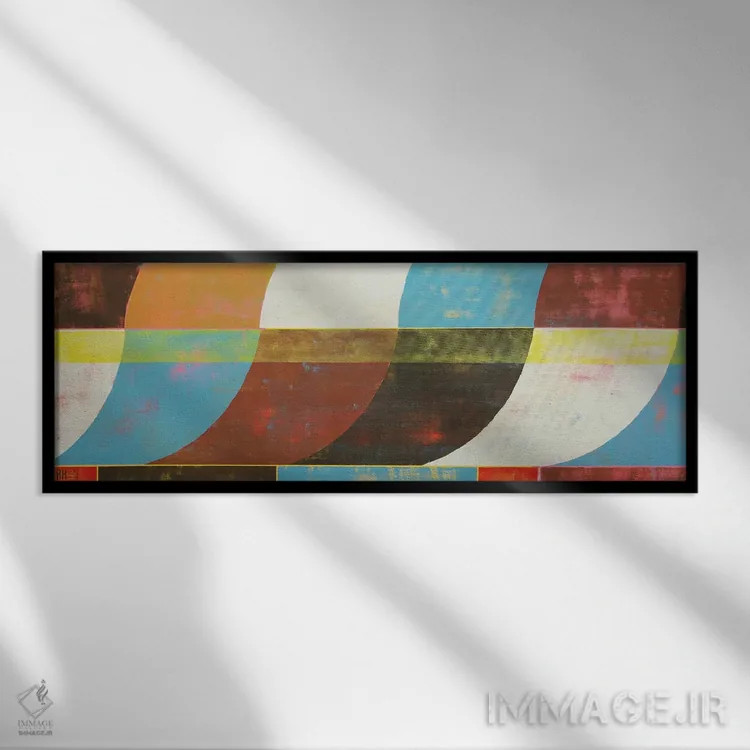 تابلو دکوراتیو دایره در دایره قهوه ای اثر رونالد هانتر - نمای قابدار مشکی